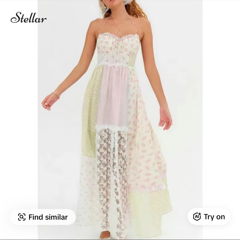 Stellar Multicolor Patchwork Maxi Dress